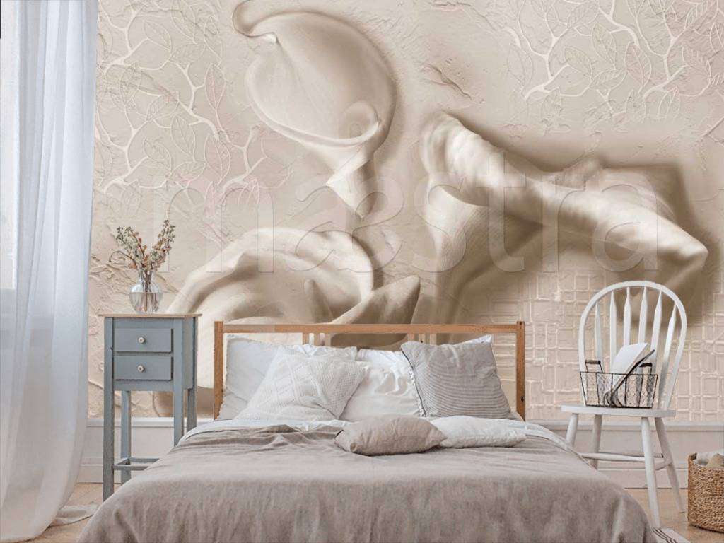 Фотообои объемные каллы из лепнины  7-501