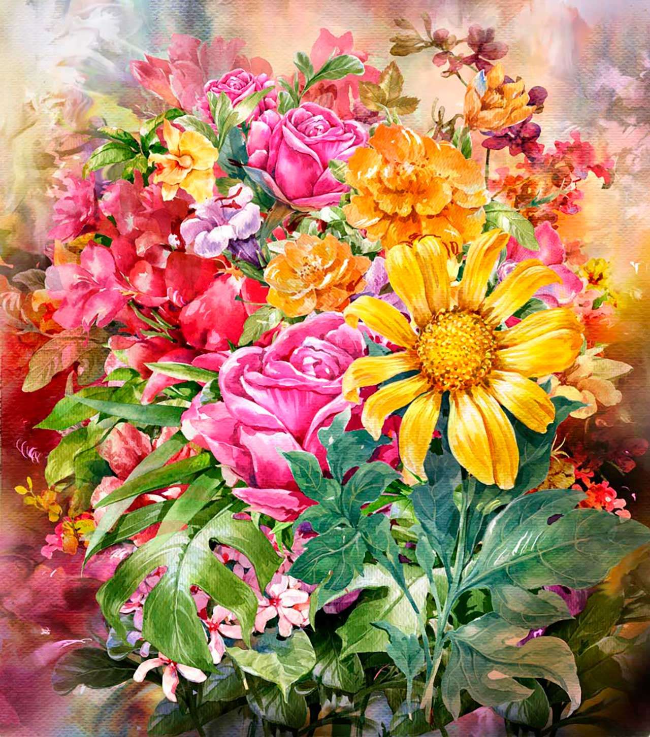 Фотообои в интерьере букет на картинке  9-052 фото