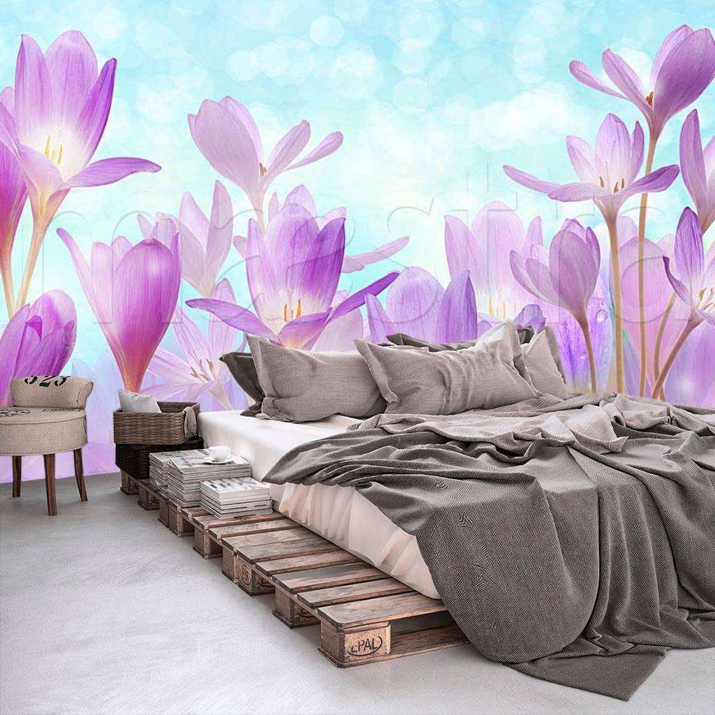 Фотообои в интерьере поляна крокусов  7-358 фото