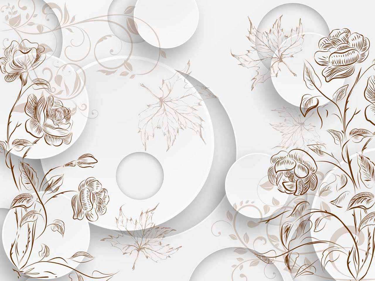 Фотообои в интерьере 3д цветы графика  7-836 фото