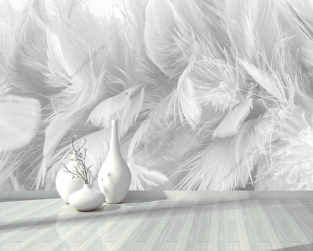 Фотообои 3д Белые перья  10-896