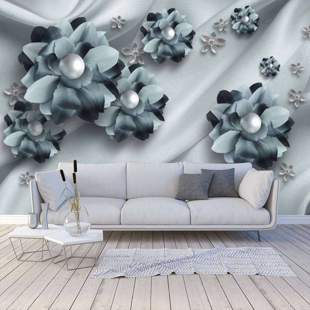 Фотообои Цветы на бирюзовых волнах  15-790