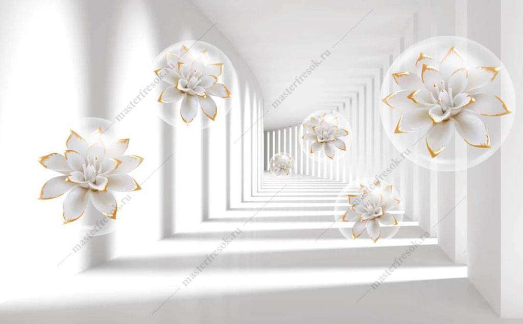 Фотообои в интерьере розы 3д в шаре  16-191 фото