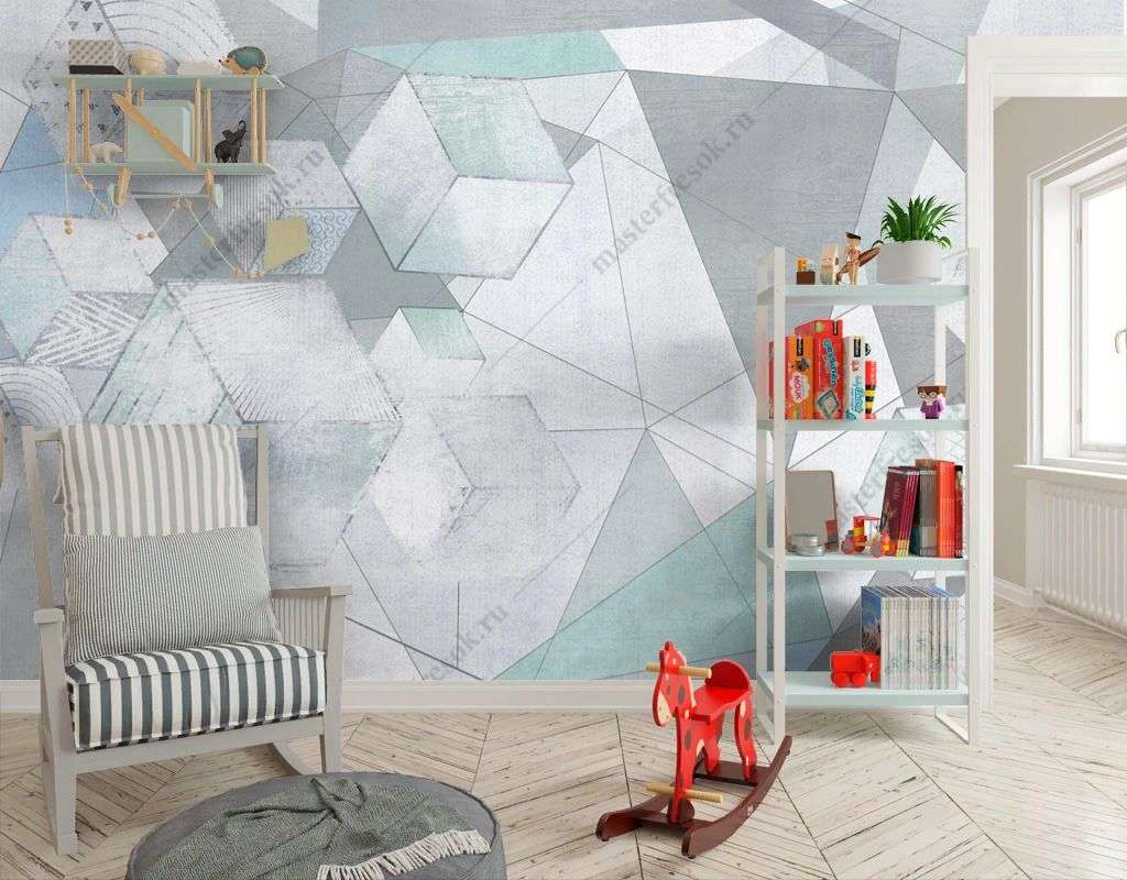 Фотообои в интерьере 3д кубы  13-542 фото