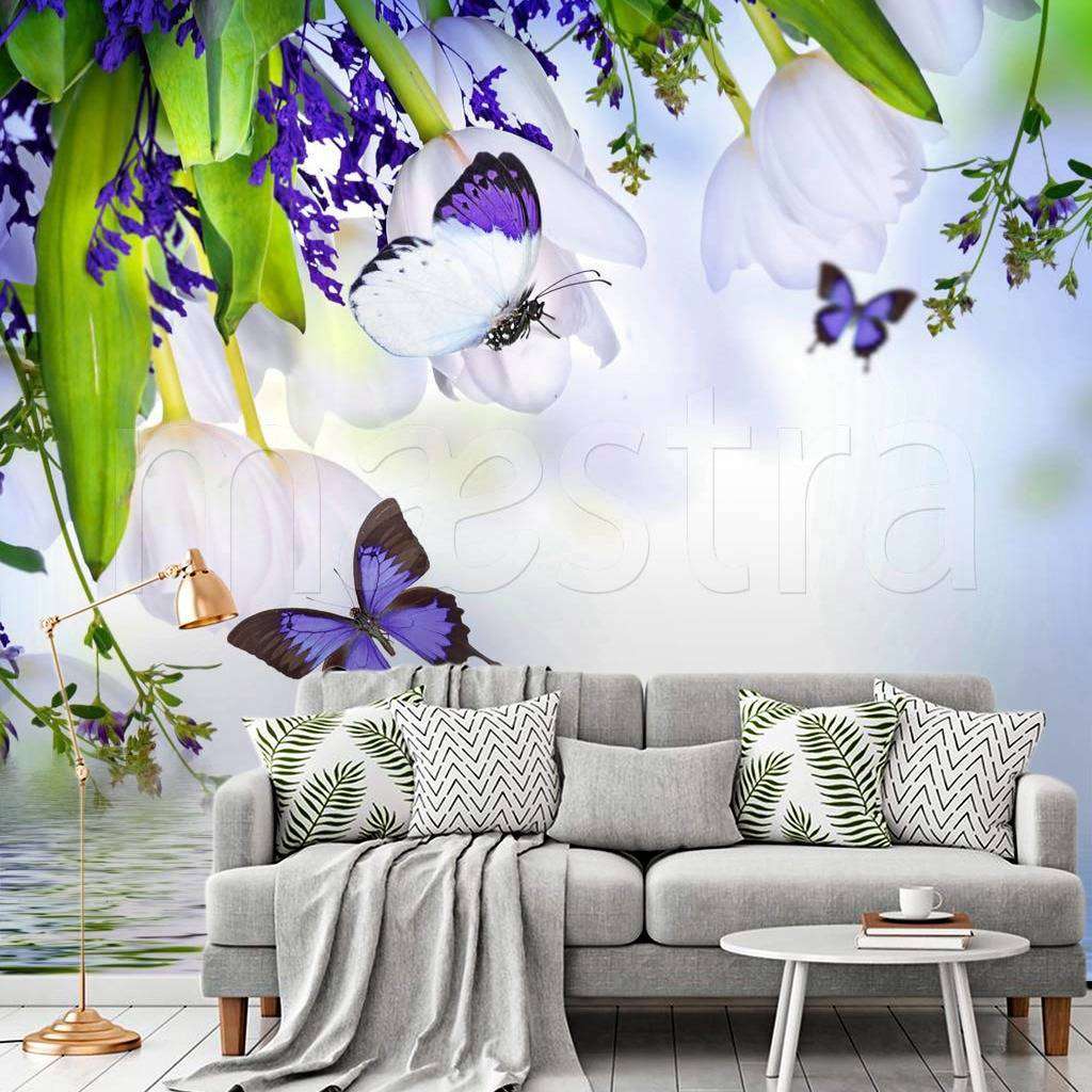 Фотообои Полевые цветы над водой  4-101