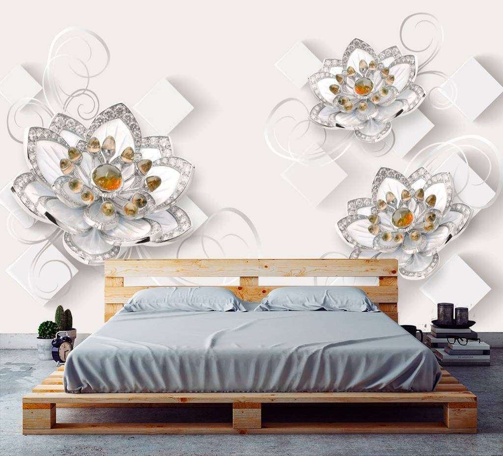 Фотообои в интерьере драгоценные цветы  10-609 фото