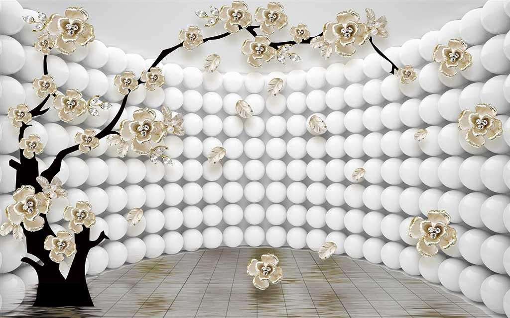 Фотообои в интерьере 3д стена с шарами  10-714 фото