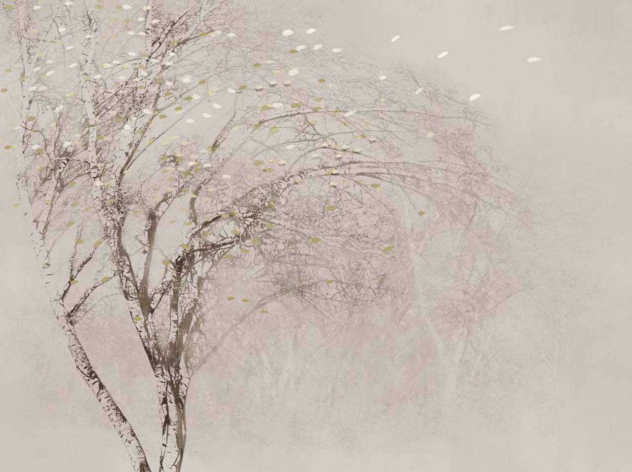 Фотообои в интерьере дерево играет с ветром  7-686 фото