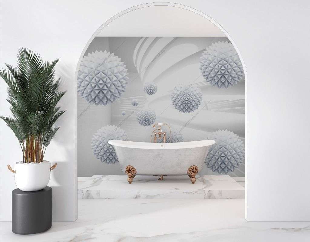 Фотообои в интерьере колючие сферы  14-295 фото