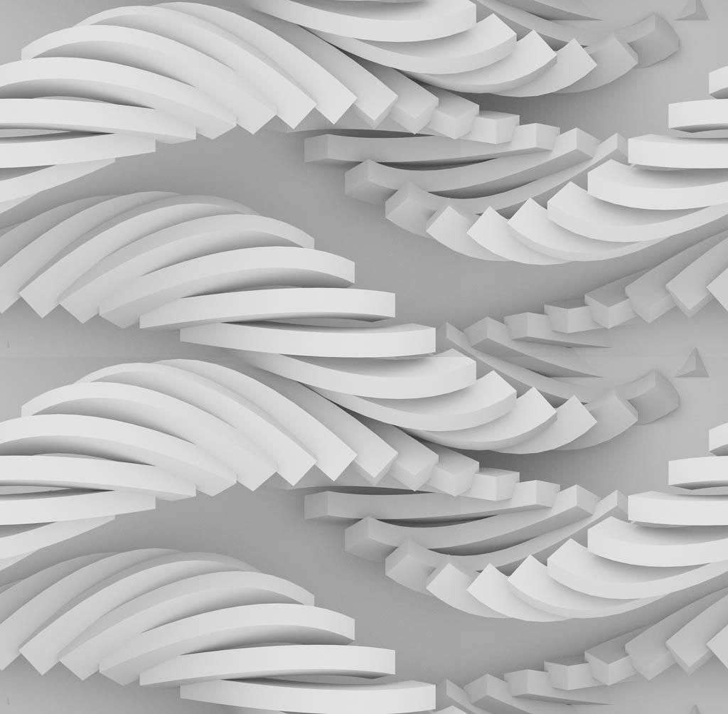 Фотообои в интерьере 3д белая геометрическая волна  10-803 фото