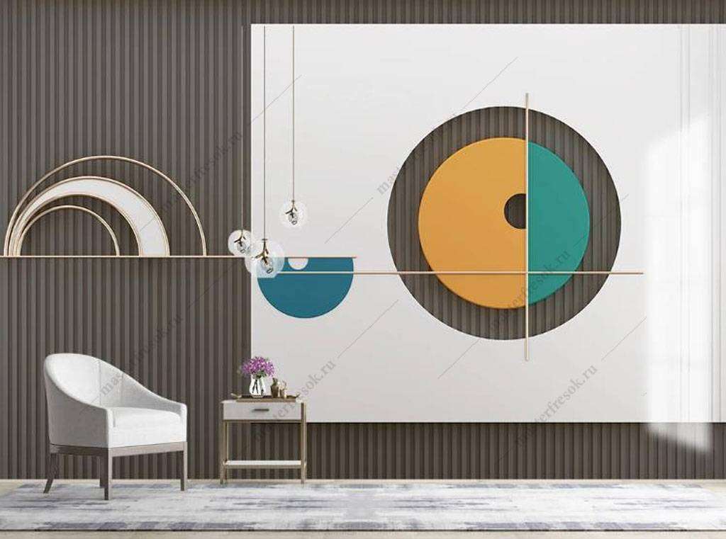 Фотообои в интерьере круговая геометрия  16-058 фото