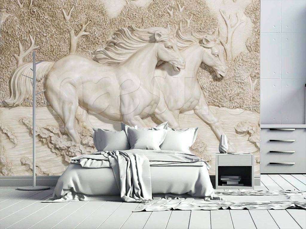 Фотообои в интерьере кони 3д  7-813 фото