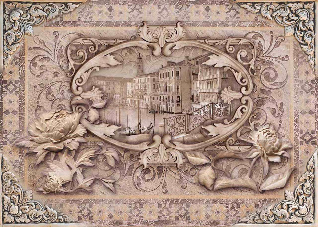 Фотообои в интерьере венеция в объемной рамке  7-496 фото
