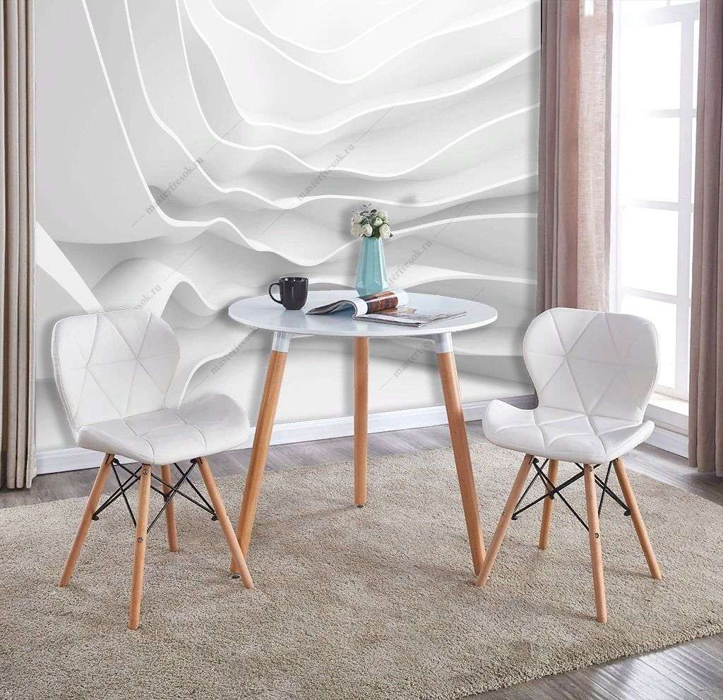 Фотообои в интерьере 3д абстрактные волны  10-898 фото