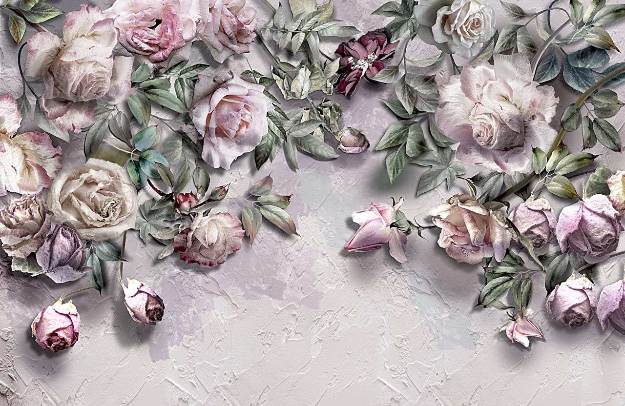 Фотообои в интерьере розочки фоновые в 3д  13-435 фото