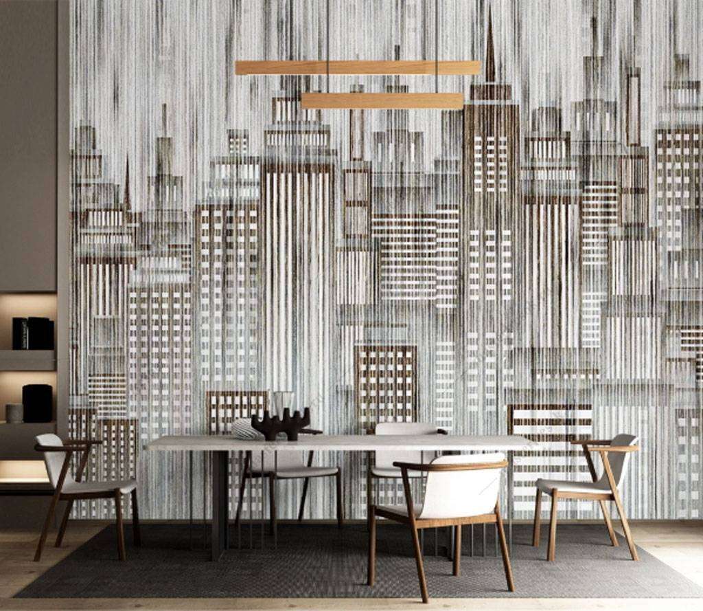 Фотообои в интерьере город в полоску  15-842 фото
