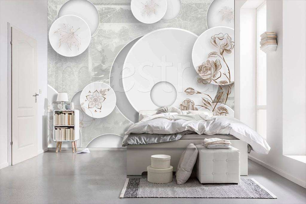 Фотообои 3д цветы с шарами  7-840