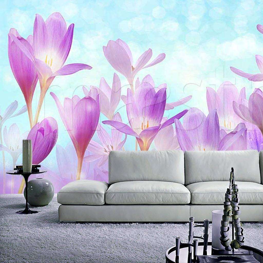 Фотообои в интерьере поляна крокусов  7-358 фото