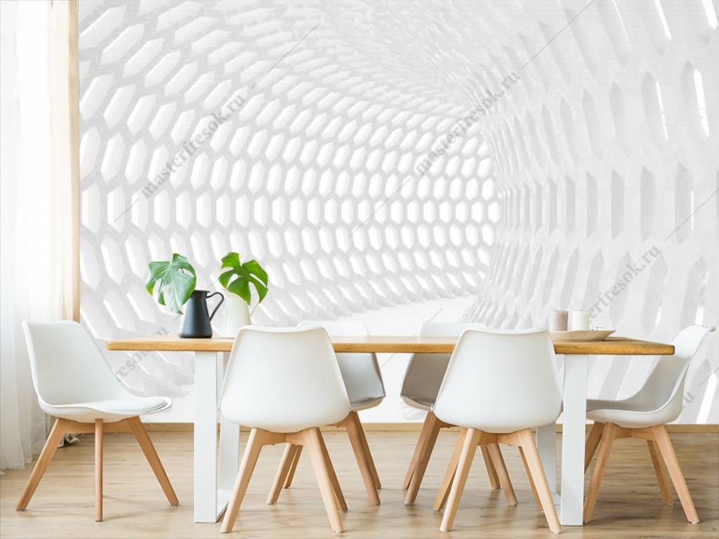 Фотообои 3д белый тоннель  10-776