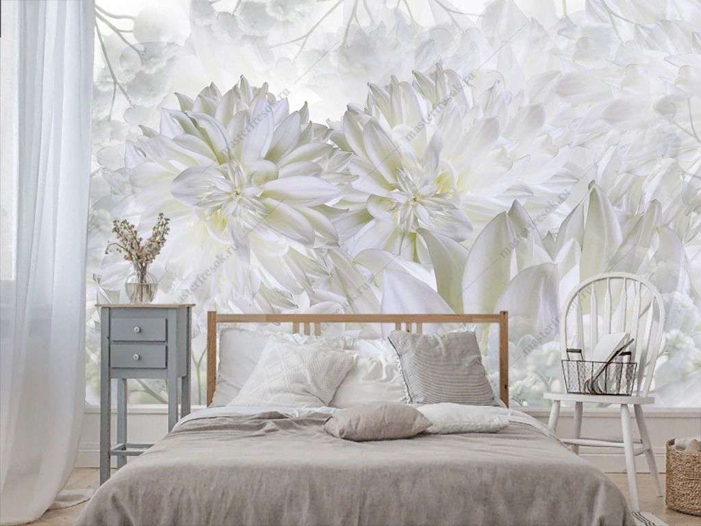 Фотообои в интерьере голубой бутон  9-1448 фото