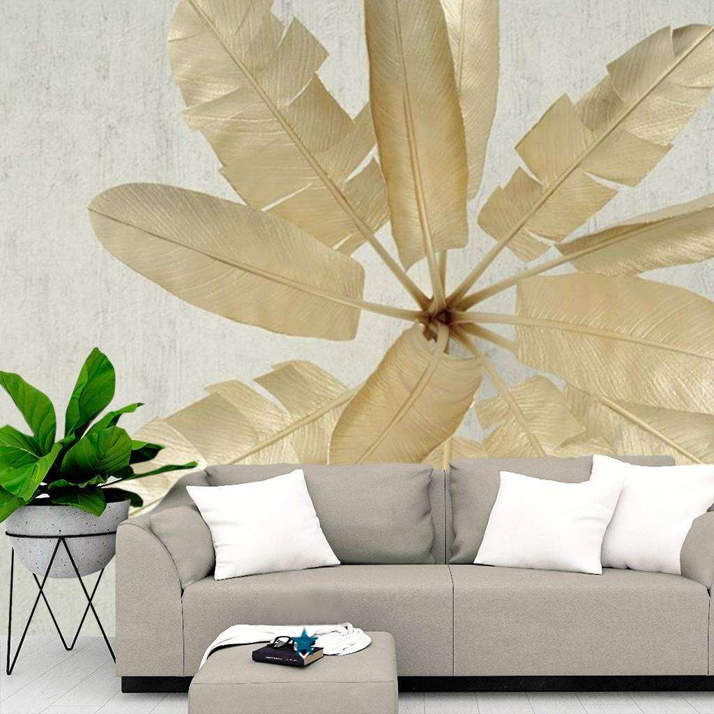 Фотообои Бесшовные обои на стену:  3д золотые листья. Артикул: 15-415  