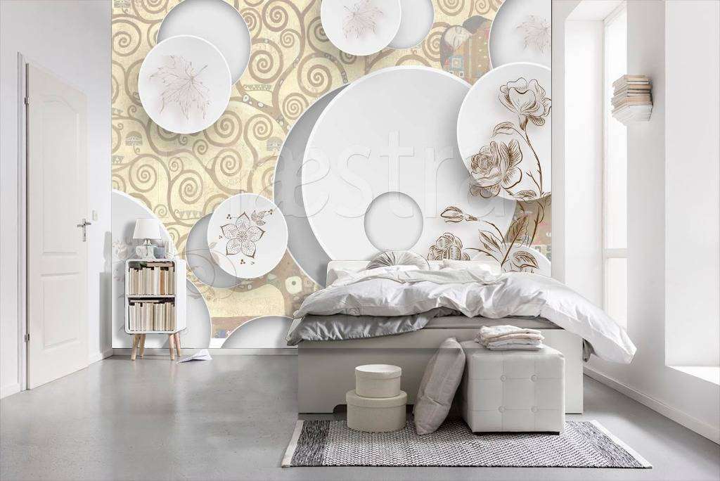 Фотообои 3д шары с цветами  7-839