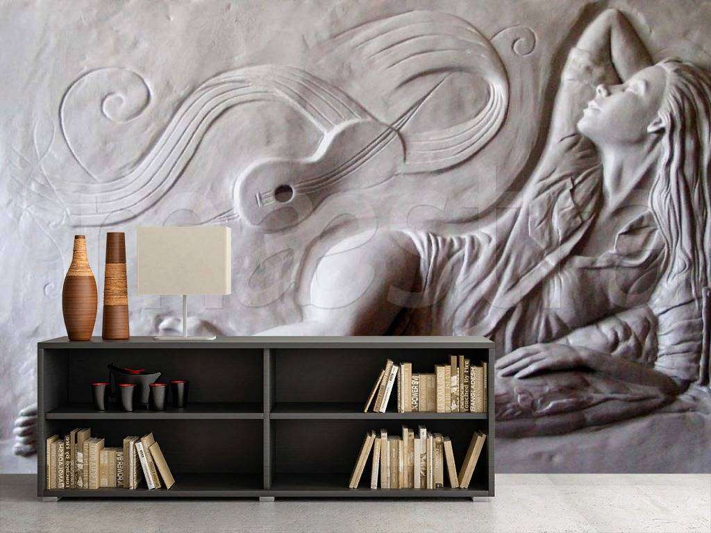 Фотообои в интерьере женщина 3д барельеф  7-803 фото