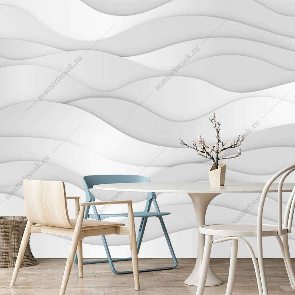 Фотообои в интерьере 3д прозрачные волны  10-780 фото