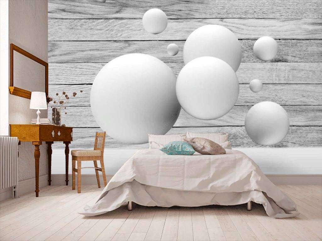 Фотообои в интерьере шары на сером фоне  15-752 фото