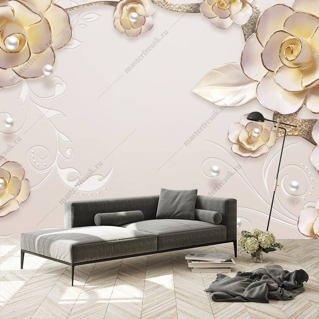 Фотообои 3д розы желтые  10-665