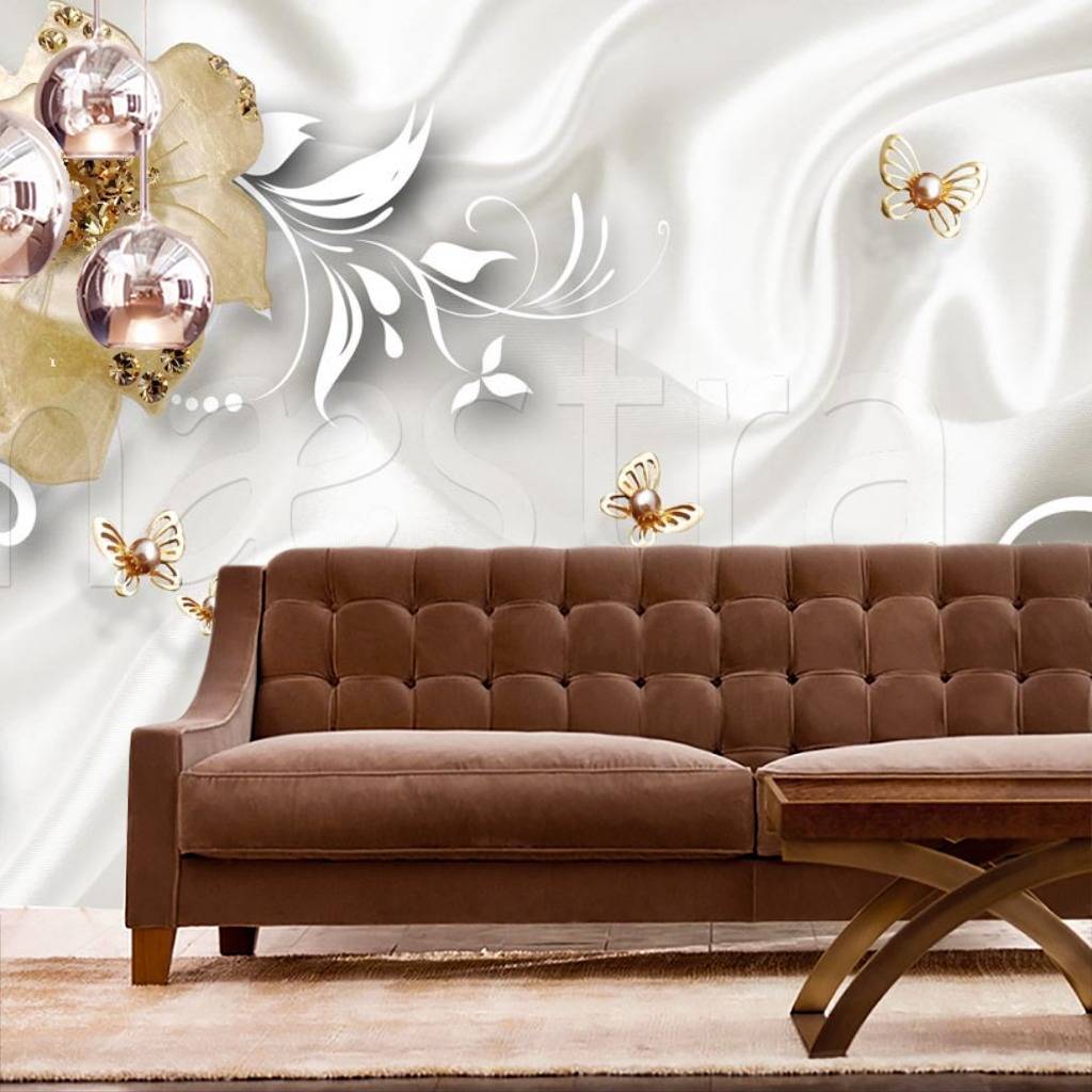 Фотообои Желтые цветы на сером фоне с линиями  10-552