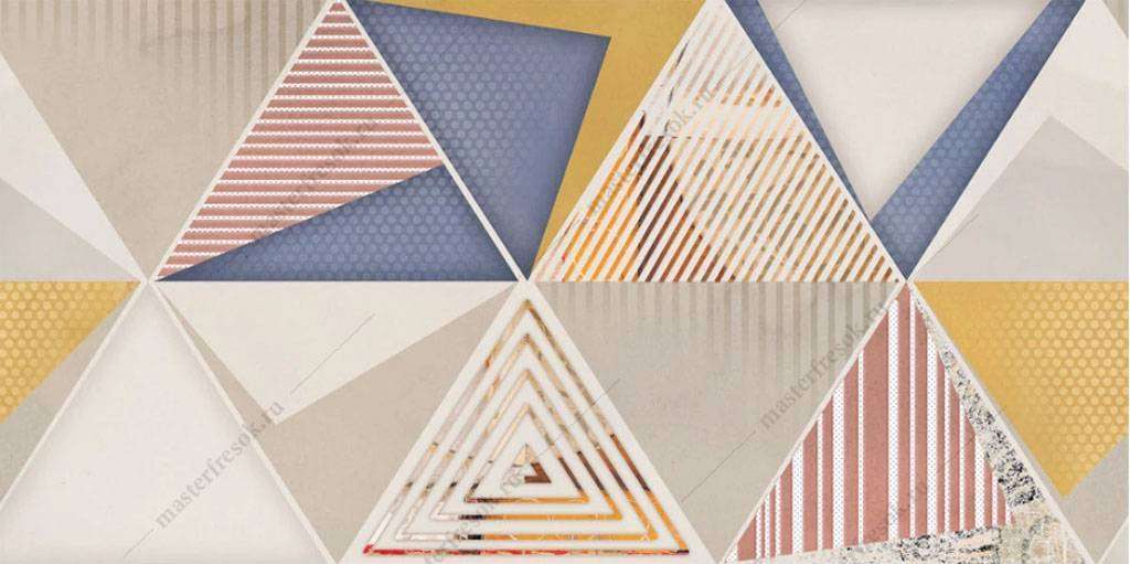 Фотообои в интерьере разноцветные треугольники  15-811 фото