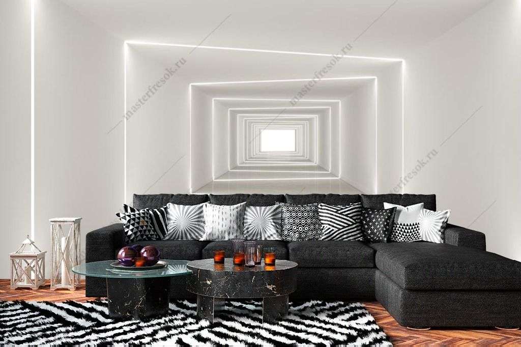 Фотообои в интерьере белый 3д коридор  10-964 фото