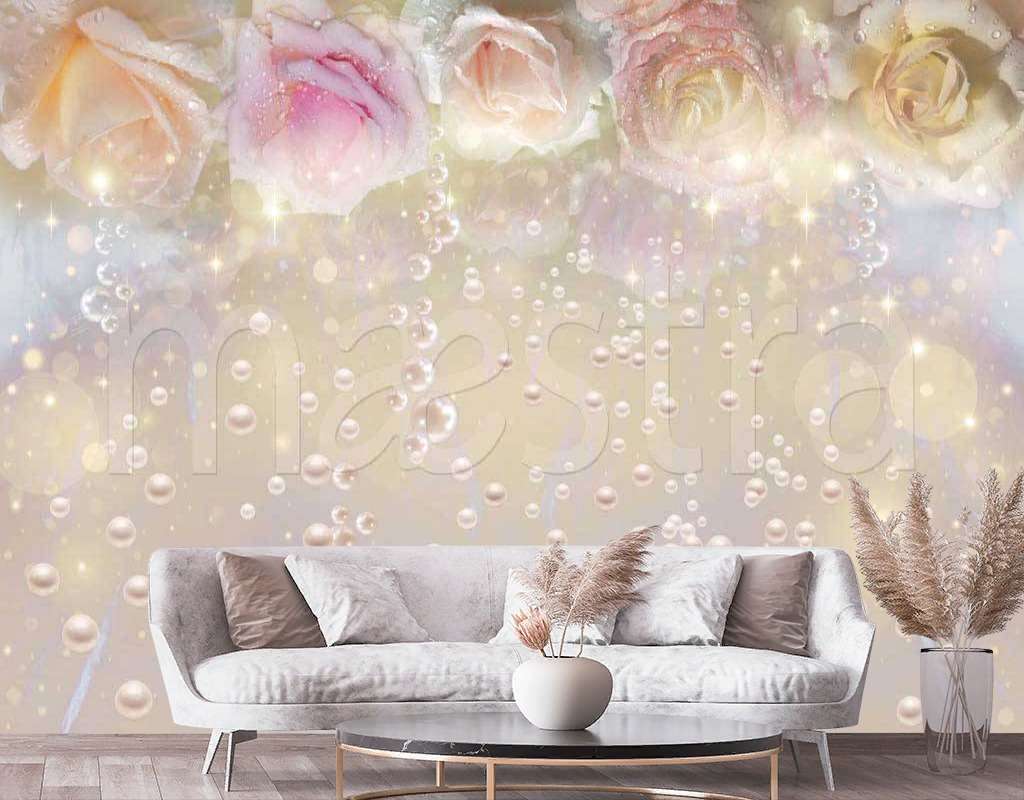 Фотообои Нежные розы с жемчугом  7-442