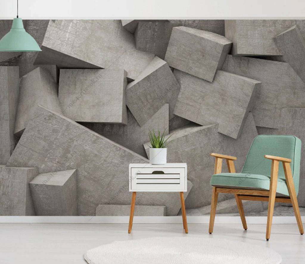 Фотообои в интерьере серая геометрия  15-814 фото