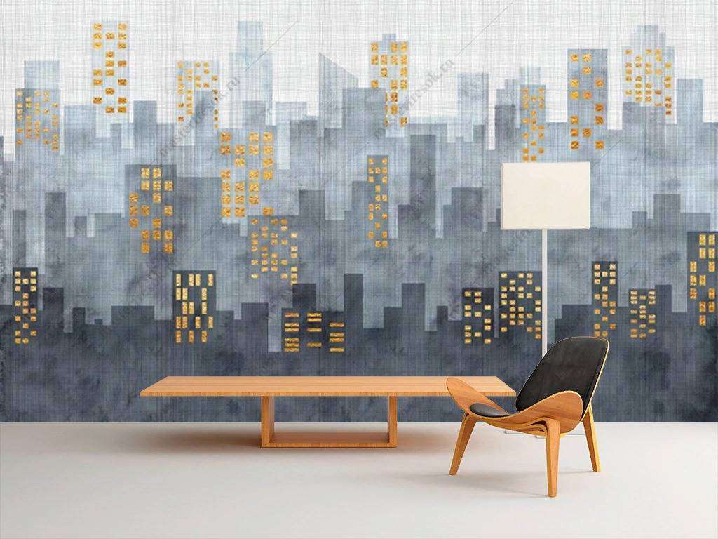 Фотообои в интерьере ночной город  15-863 фото