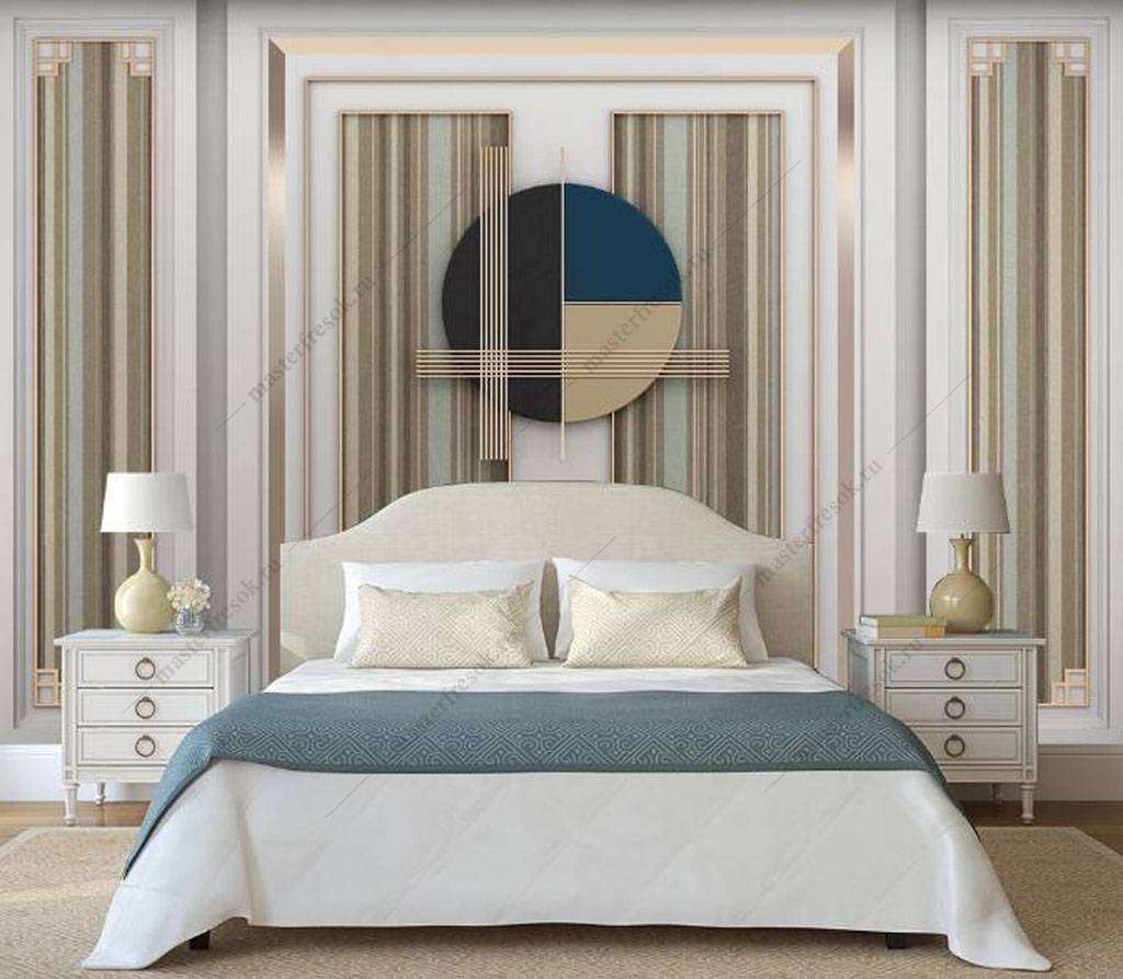 Фотообои в интерьере рамки в полоску  16-061 фото