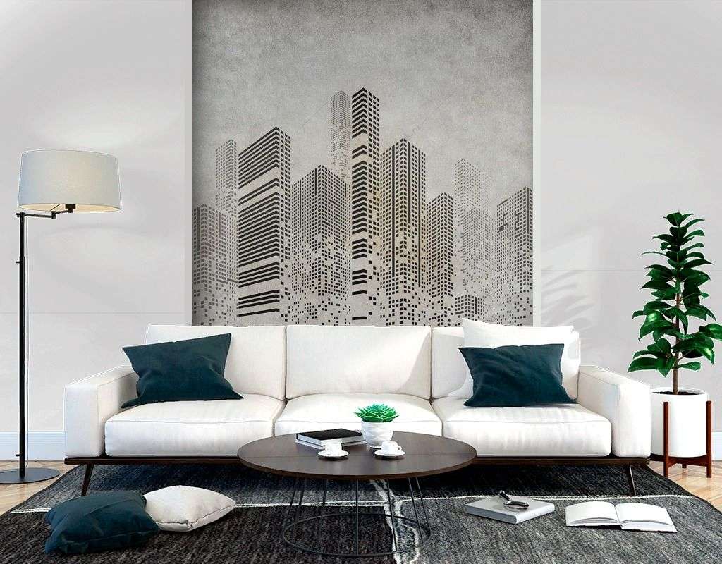 Фотообои в интерьере город тетрис  14-549 фото