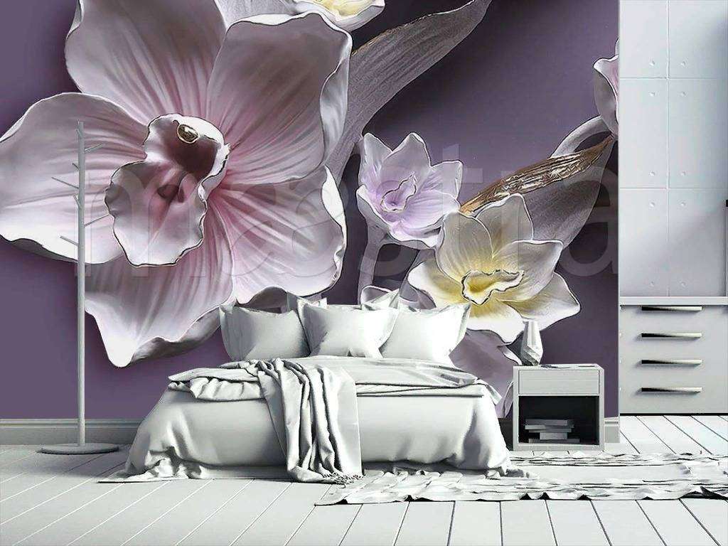 Фотообои в интерьере орхидеи 3д  7-811 фото