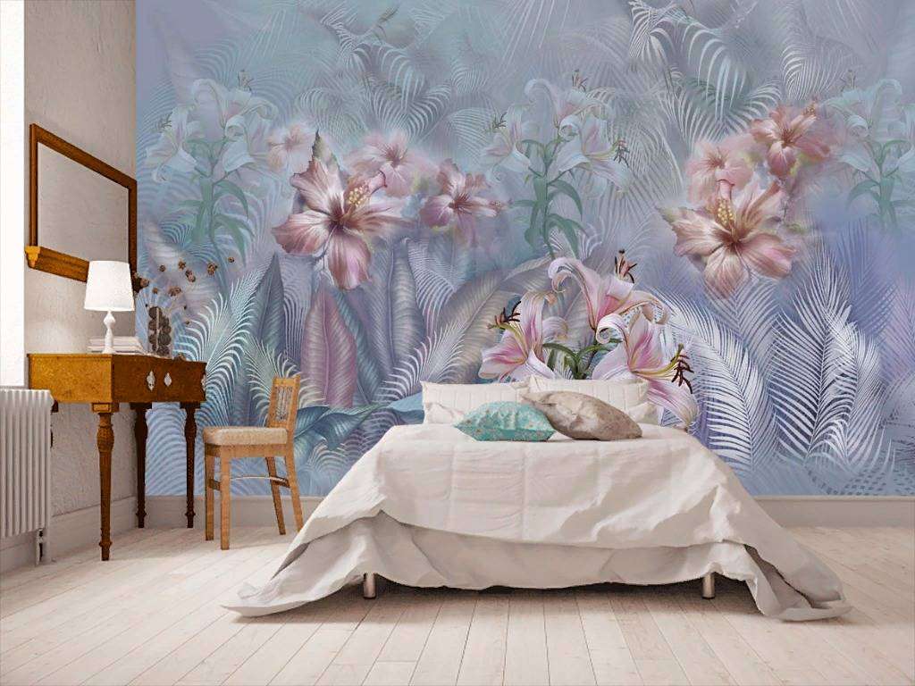 Фотообои в интерьере прекрасные лилии  13-298 фото