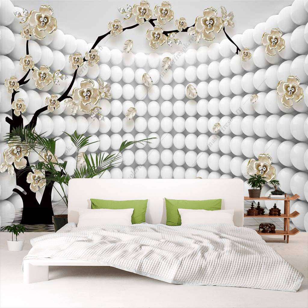 Фотообои в интерьере 3д стена с шарами  10-714 фото