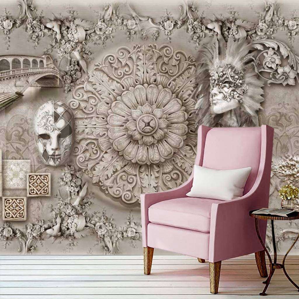 Фотообои в интерьере маски  7-495 фото