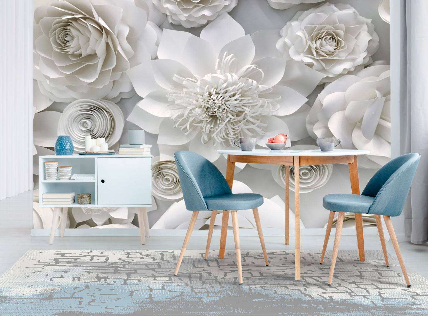 Фотообои в интерьере цветы из бумаги  10-606 фото