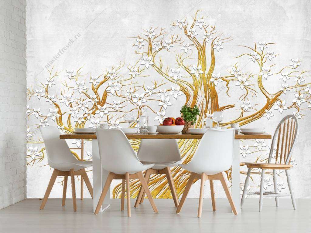 Фотообои в интерьере дерево силуэт  10-671 фото