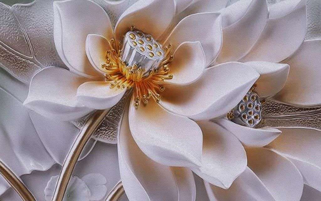 Фотообои в интерьере 3д нежная магнолия  10-858 фото