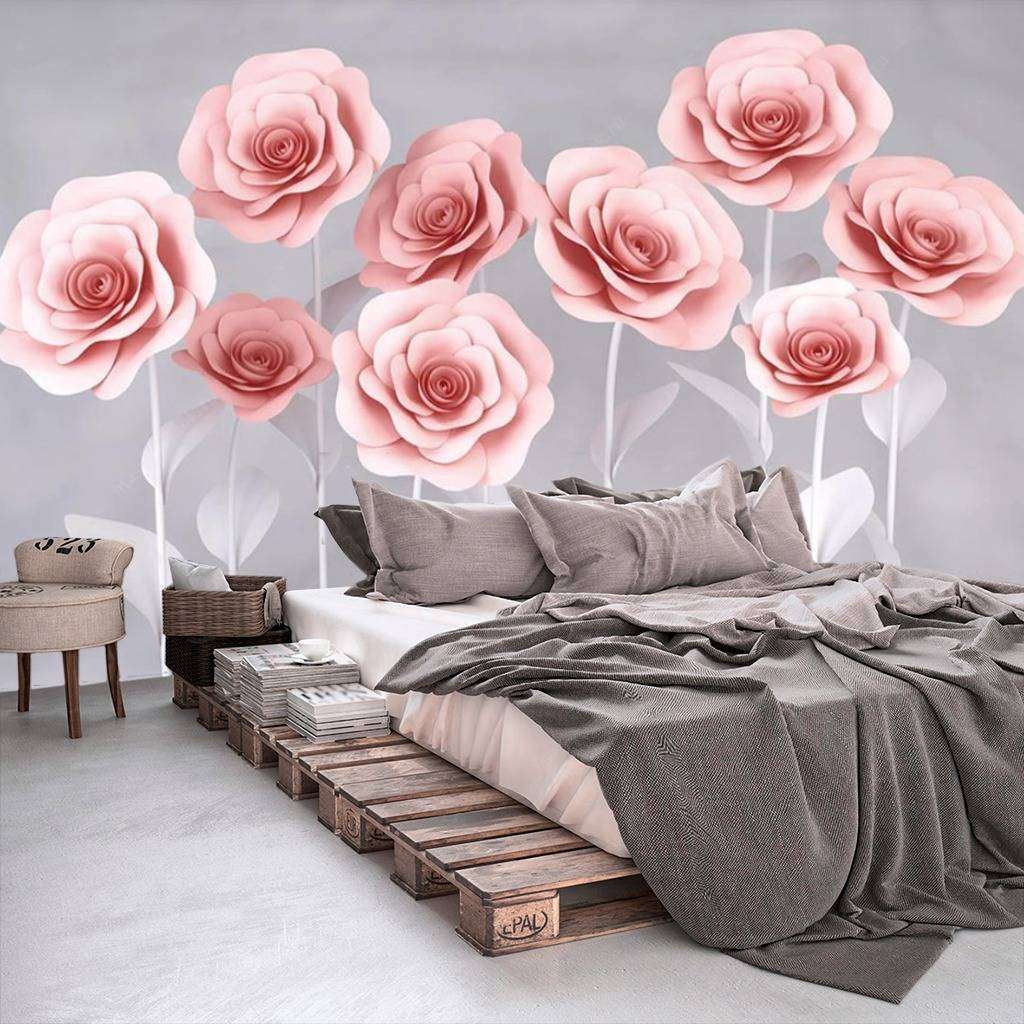 Фотообои в интерьере розовые розы  15-601 фото