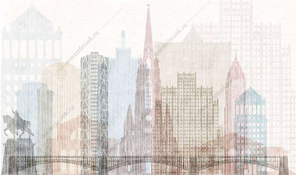 Фотообои в интерьере иллюстрация города  15-864 фото