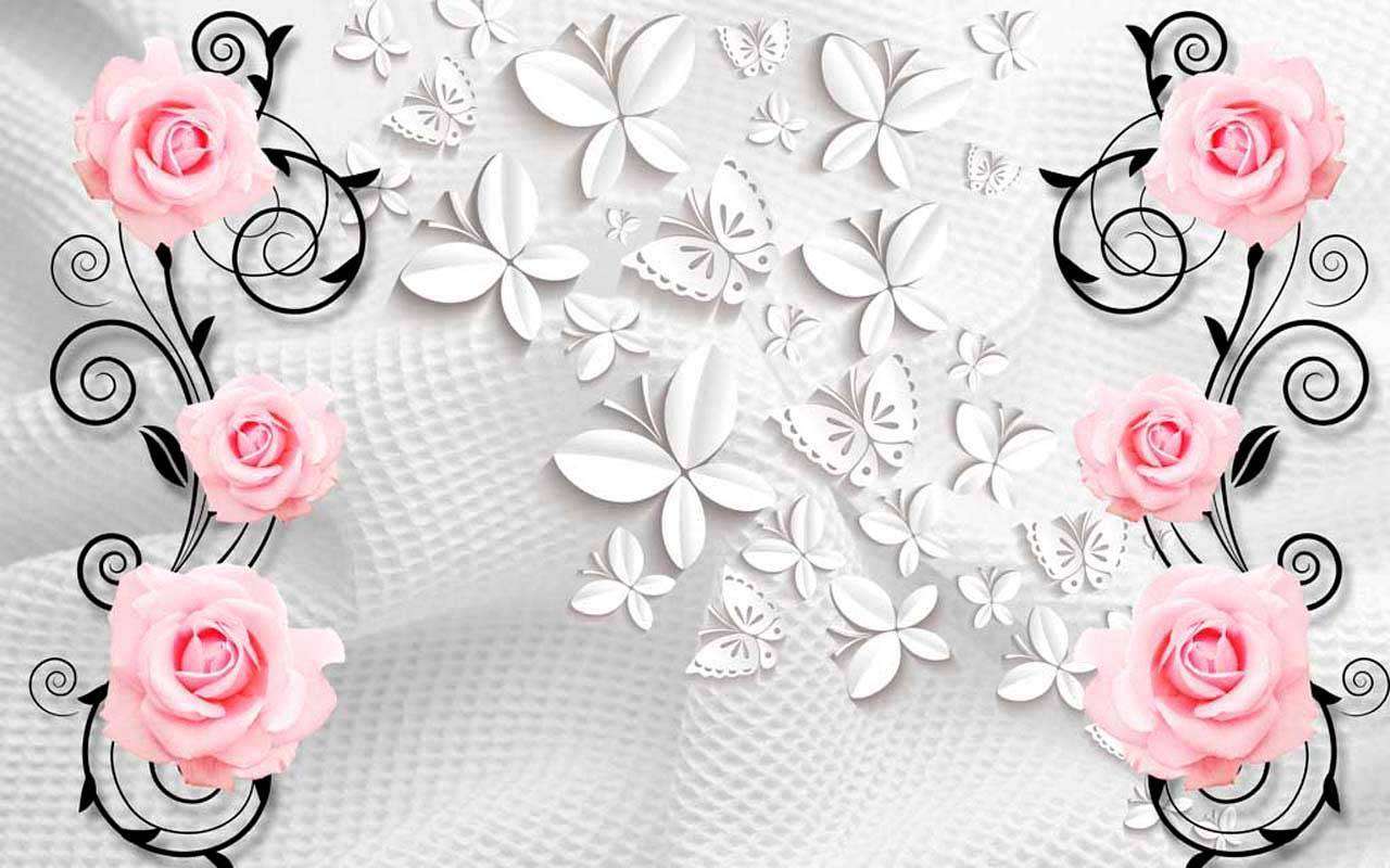 Фотообои в интерьере нежные розы на ткани  10-397 фото