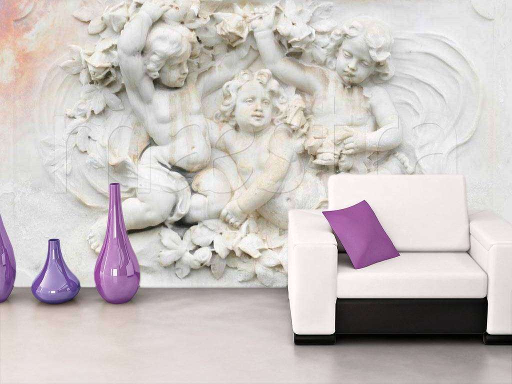 Фотообои 3д барельеф белые ангелы  9-028