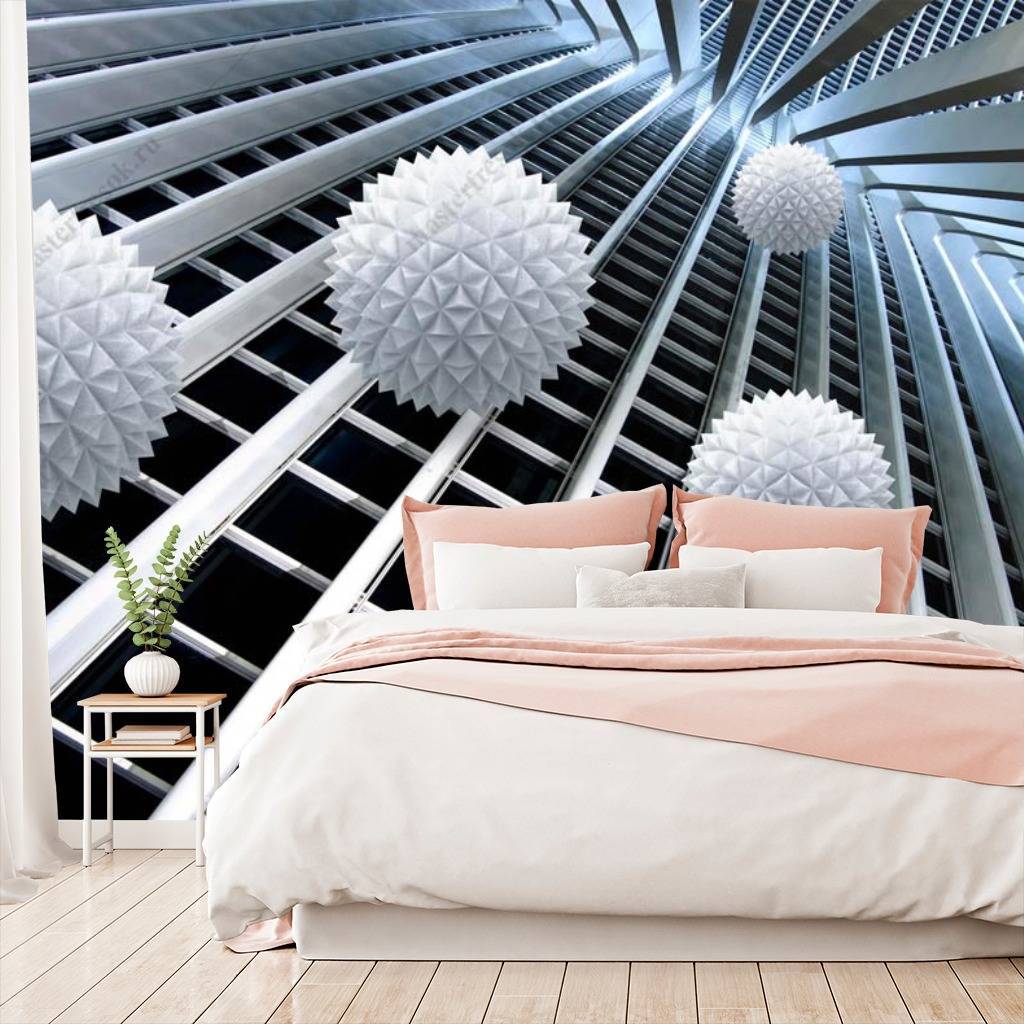 Фотообои 3д фактурные шары в полете  10-792